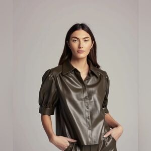 NEW Sundays Gael Vegan leather shirt Dark Forest